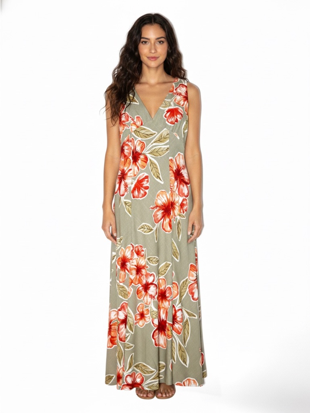 Paper Heart Anthropologie Sage Hibiscus Maxi Dress